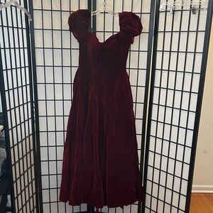 Elegant Burgundy Off-Shoulder Bridal Dress